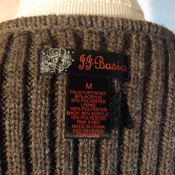 JJ Basics faux fur sleeveless  sweater vest /size M / shades of brown - Picture 7 of 7